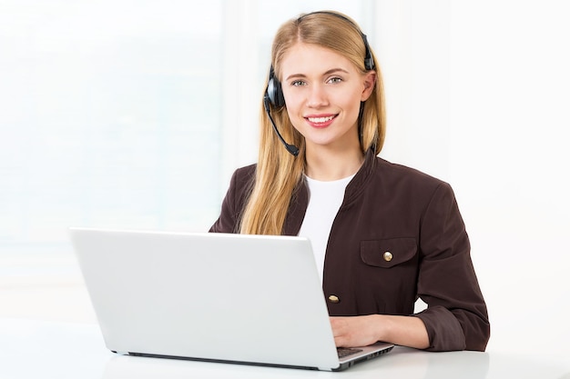 Customer operator laptop secretary attractive consultant business