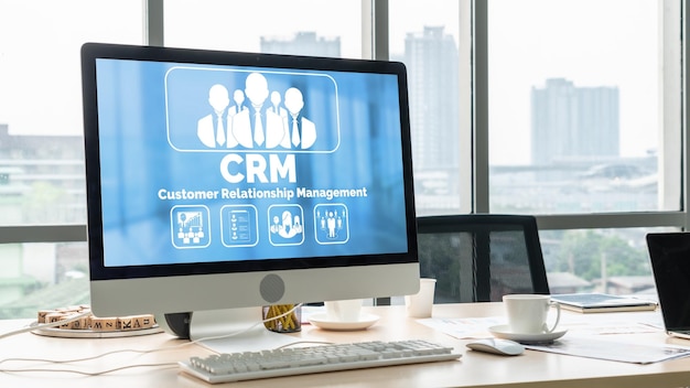 Customer relationship management system on modish computer for CRM business