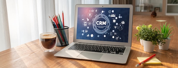 Customer relationship management system on modish computer for CRM business