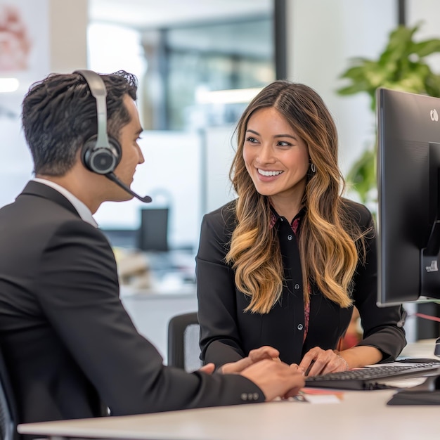 Photo customer service team assisting clients