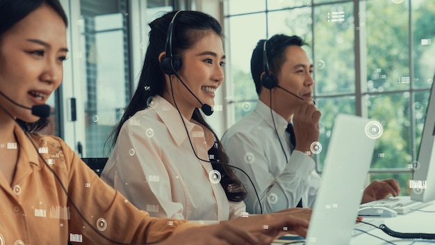 Customer support call center provide data with envisional graphic