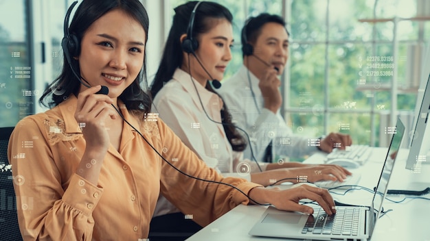 Customer support call center provide data with envisional graphic