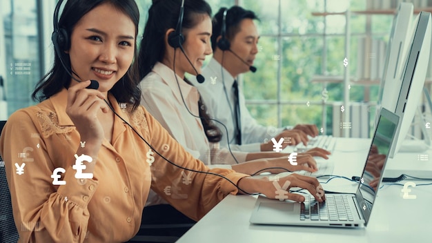 Customer support call center provide data with envisional graphic