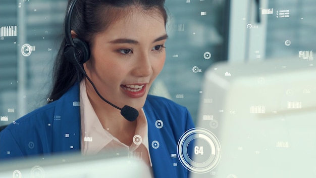 Customer support call center provide data with envisional graphic