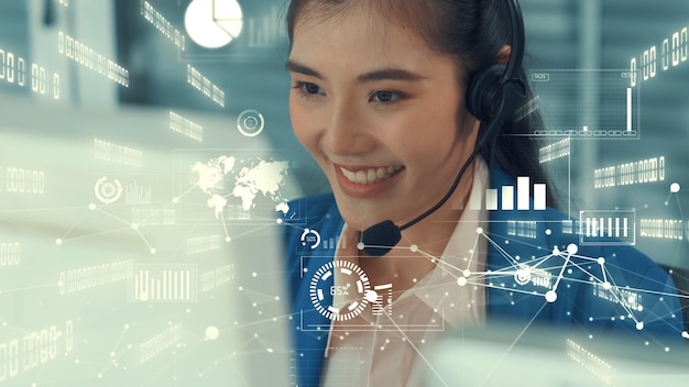 Customer support call center provide data with envisional graphic