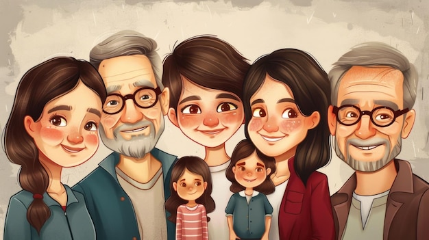 A Customizable Family Portrait Showcasing Their Unique Personalities and Warm Bonds