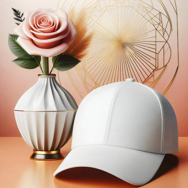 Photo customizable white baseball cap mockup for branding and design