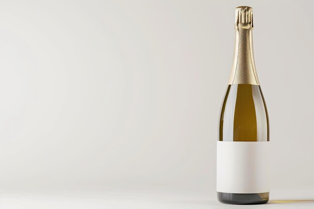 Photo customize the blank label on a prosecco bottle against a white backdrop for your design