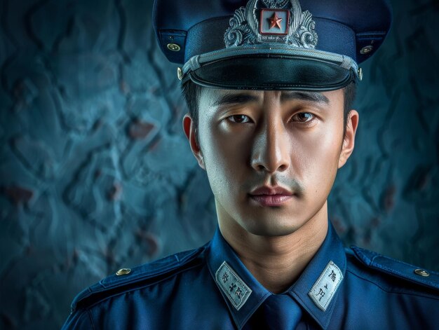 Customs officer man themed background bright tonality in the style of fashion photography