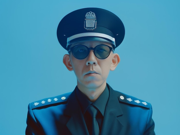 Customs officer man themed background bright tonality in the style of fashion photography