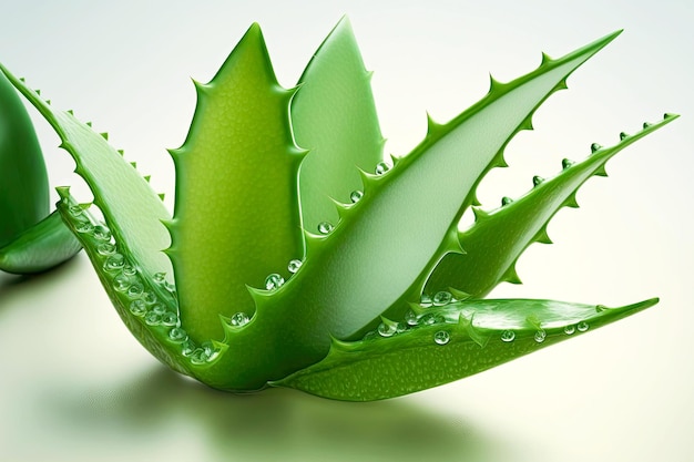 Cut aloe vera leaves with clear thick created with generative ai