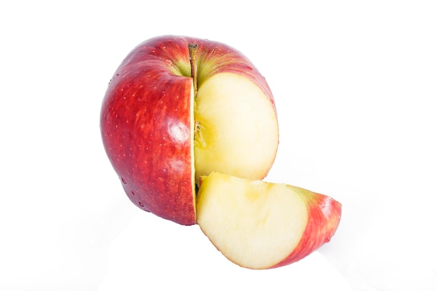 Cut apple on a white background