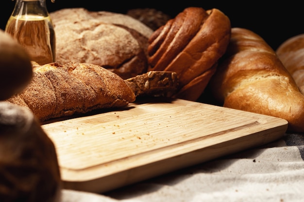 Cut bread assortment  close up