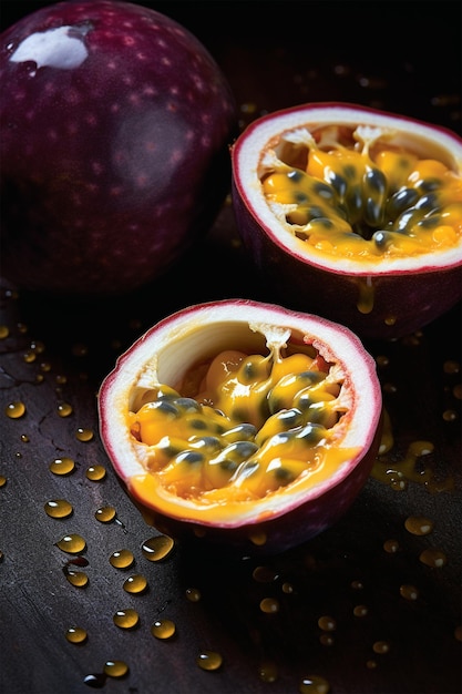 Cut colorful passion fruit generated by AI