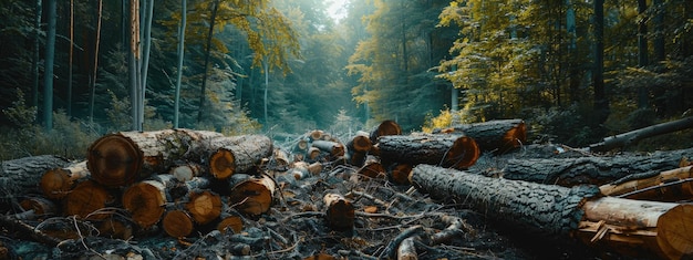 cut down trees in the forest Selective focus