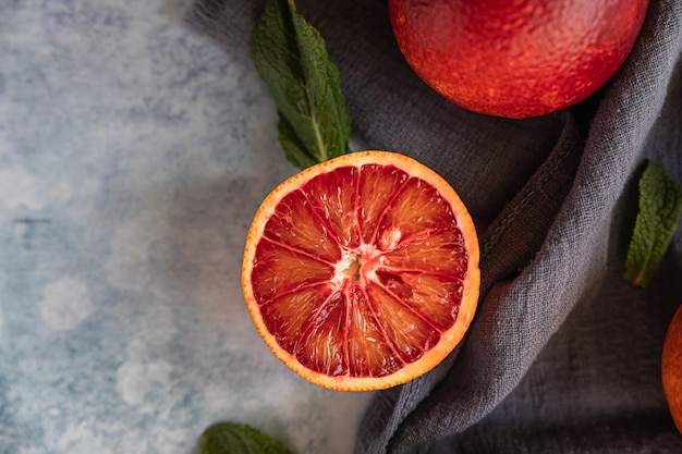 Photo cut in half blood sicilian orange