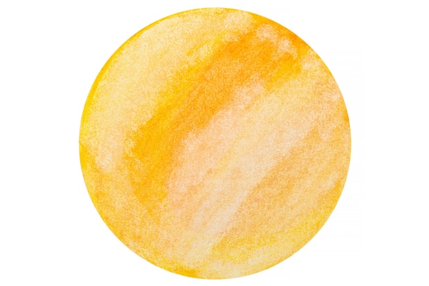 Cut out circle element of yellow and orange watercolor painting on white background