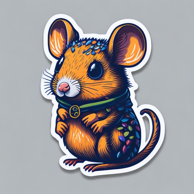 cut sticker design with mouse theme AI generated