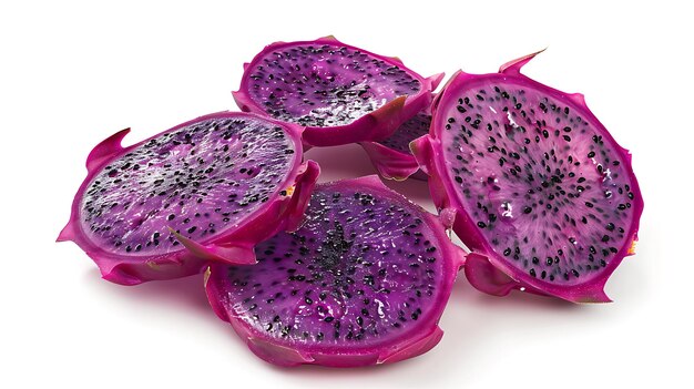 a cut up of a purple dragon fruit