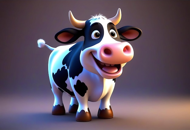 Cute 3D Animated Cow Character