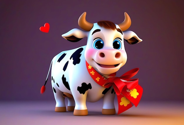 Cute 3D Animated Cow Character