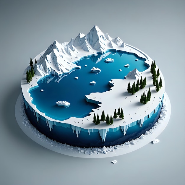 Cute 3D Arctic Island