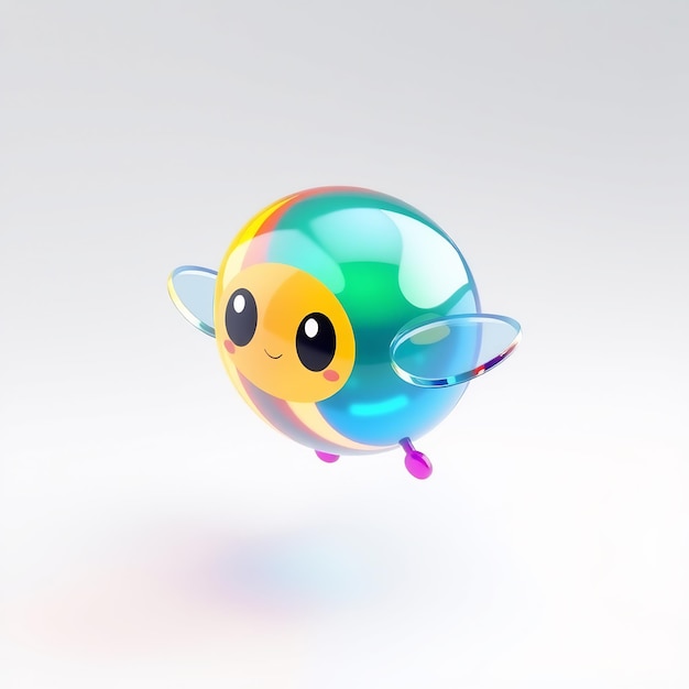 Cute 3D Bee Character with Big Eyes and a Smile