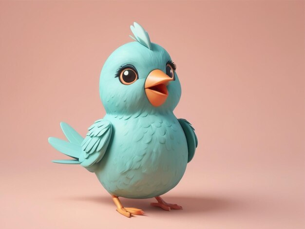 Cute 3D bird on a pastel background