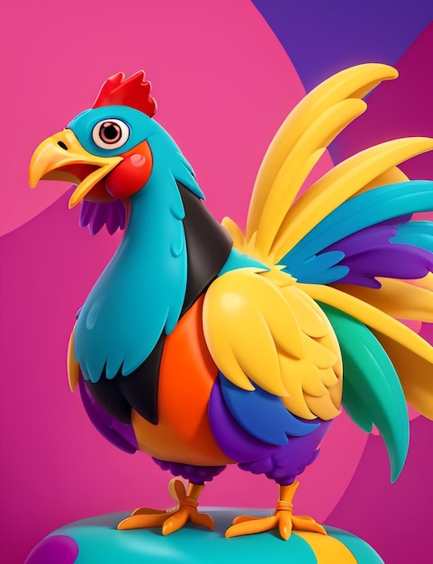 Cute 3D Cartoon chicken character