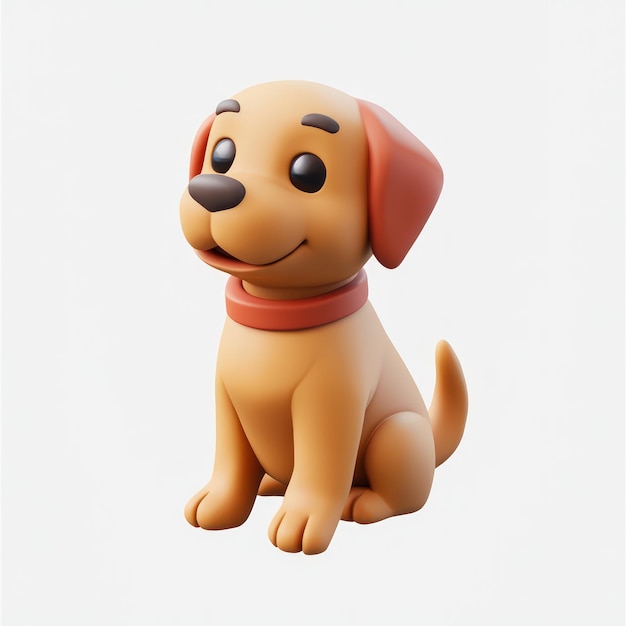 Cute 3D Cartoon Dog Sitting