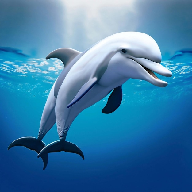 Cute 3D Cartoon dolphin character Generative AI