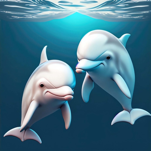 Cute 3D Cartoon dolphin character Generative AI