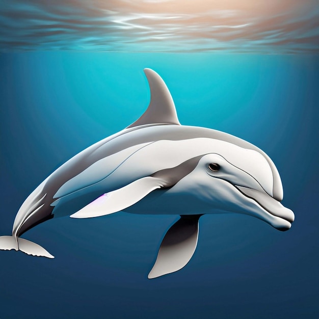 Cute 3D Cartoon dolphin character Generative AI