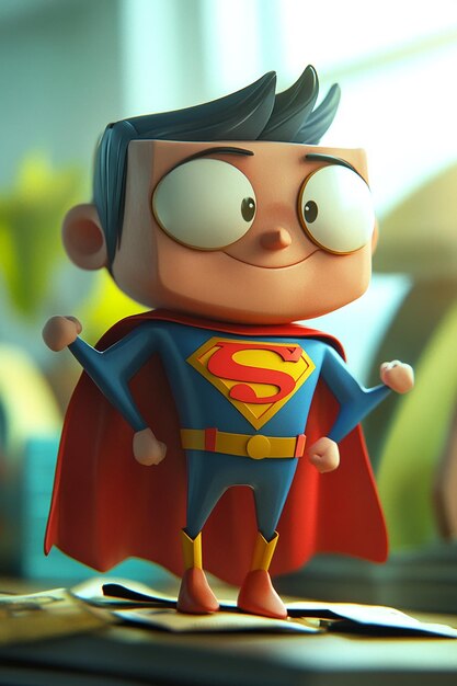 Photo cute 3d cartoon heroes endearing