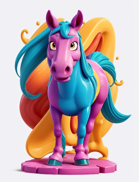 Cute 3D Cartoon Horse Character Generative AI