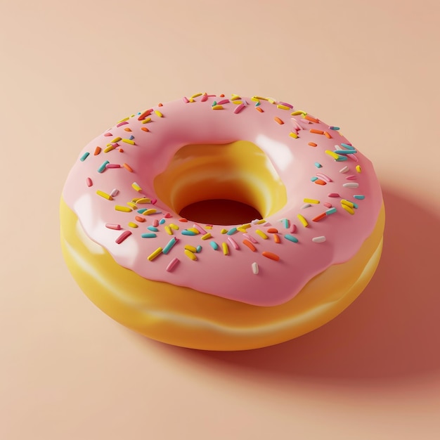 Cute 3d cartoon illustration with donut isolated