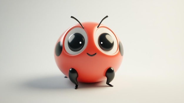 Photo cute 3d cartoon ladybug illustration