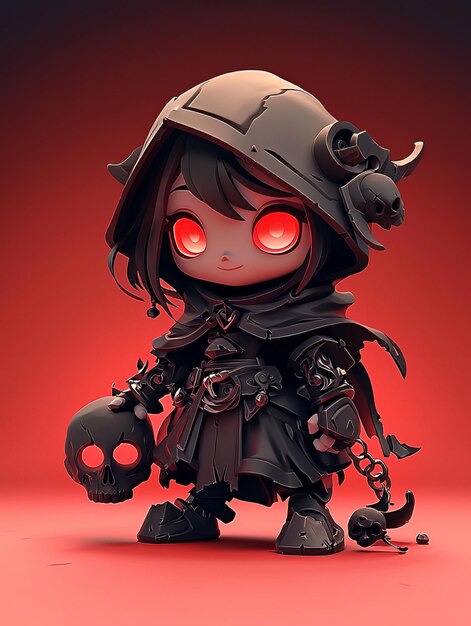 Cute 3D Character in Dark Fantasy Setting