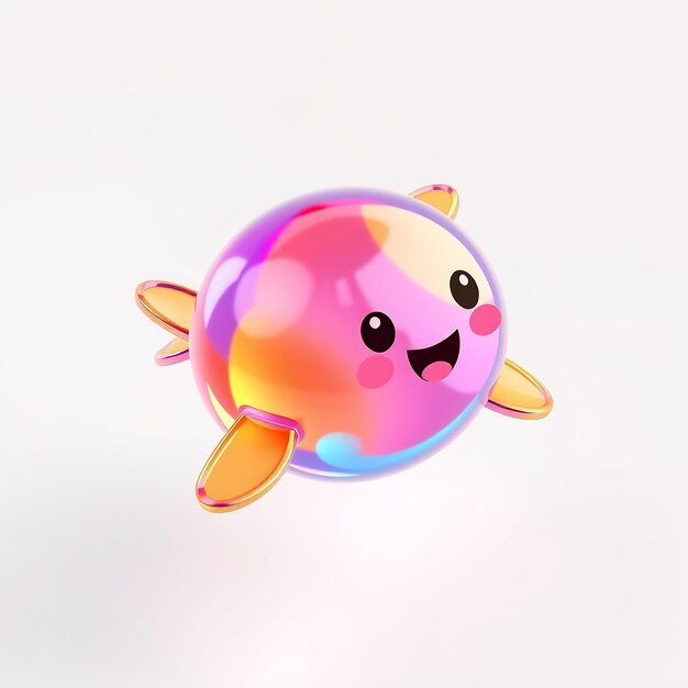 Cute 3D Character with Rainbow Colors and a