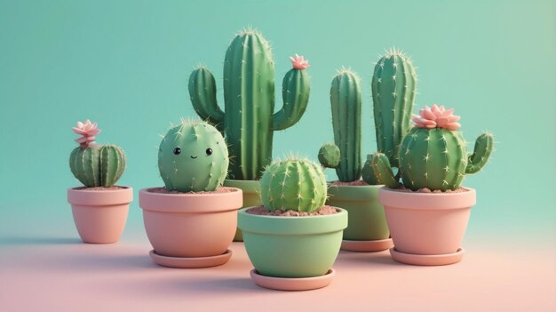 cute 3D clay cactus