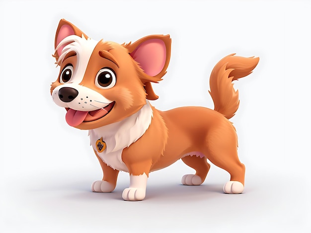 Cute 3d dog on a White background Vector Illustration With Cartoon Style AI Generated