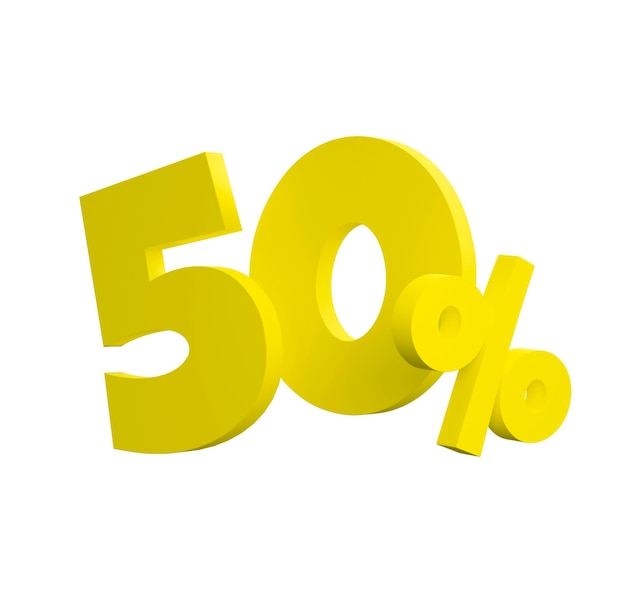 Cute 3d fifty percent discount for your sale on a white background