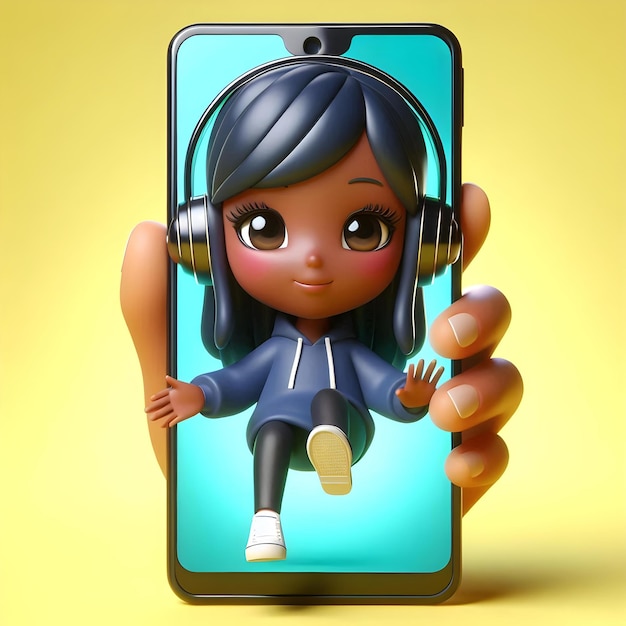 Cute 3D Girl Animation on Mobile Devices