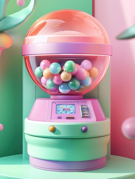 Photo cute 3d gumball machine building 3d render