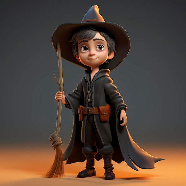 Cute 3D handsome male wizard character