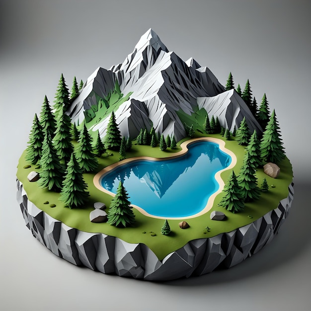 Cute 3D Mountain Island Icon