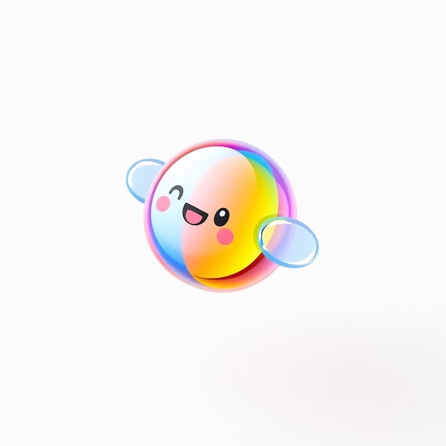 Photo cute 3d rainbow bubble character with happy face