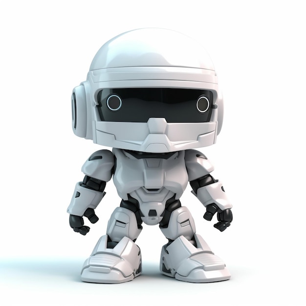 cute 3d render cartoon of toy art robocop white background