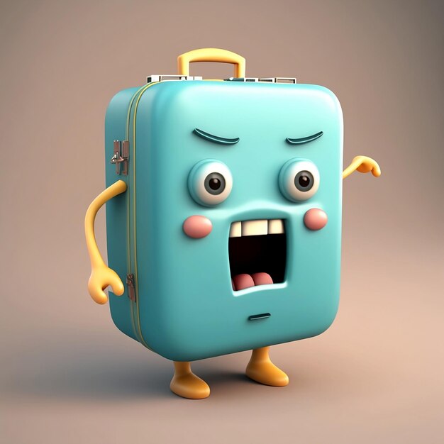 Cute 3D Suitcase Angry