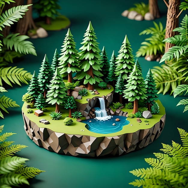 Photo cute 3d waterfall island icon